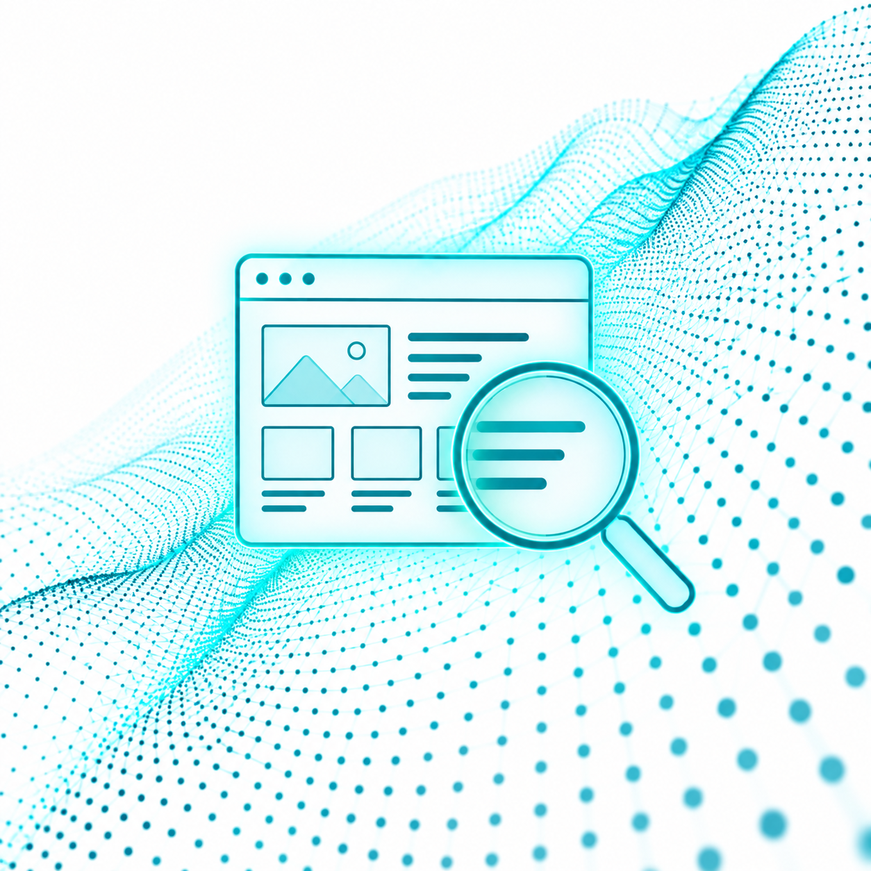 Mockup de site com lupa, representando análise de SEO
